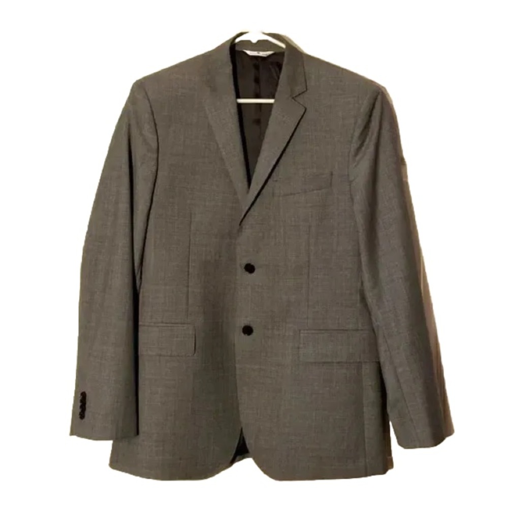 Vtg Designer Pierre Balmain Gray Plaid Wool 2 button Blazer Italy sz 50